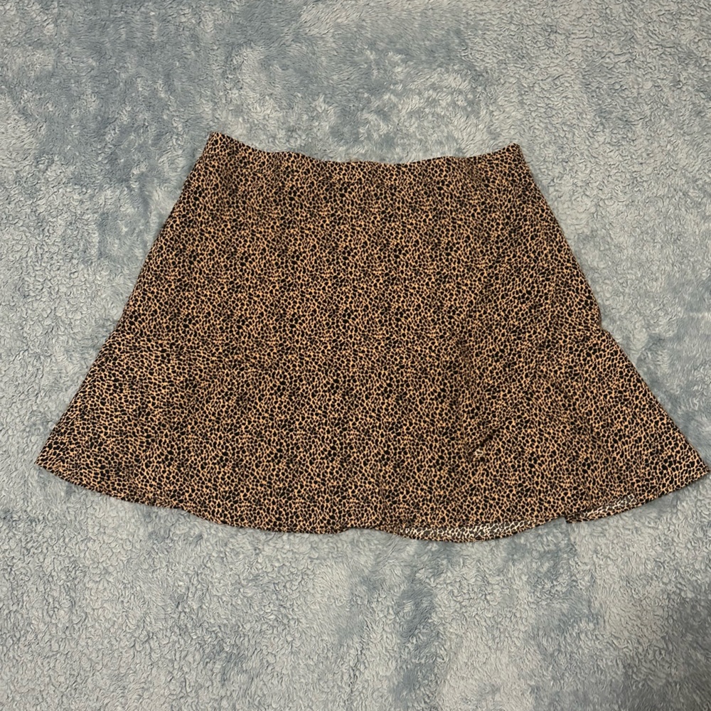 Blue Rain Leopard Print Skater Skirt